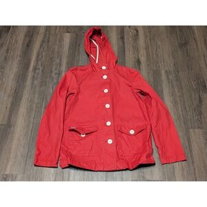 Lacoste LIVE! Red Hooded Button‎ Front Jacket Women's Size S